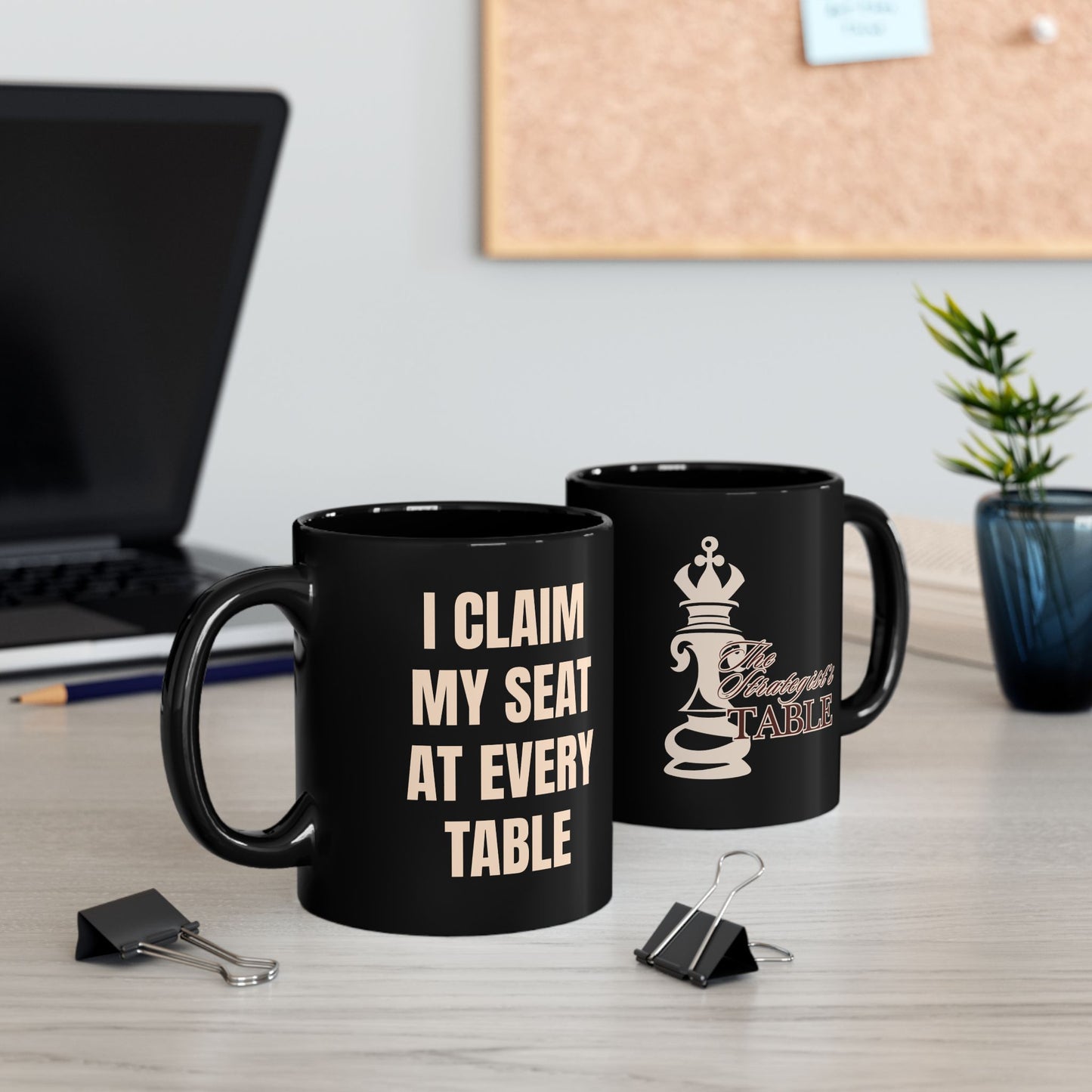 Inspirational Ceramic Mug – The Strategist's Table (Black)